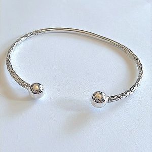925 Sterling Silver Cable Bracelet w/Large Silver Ball Tips - NWT